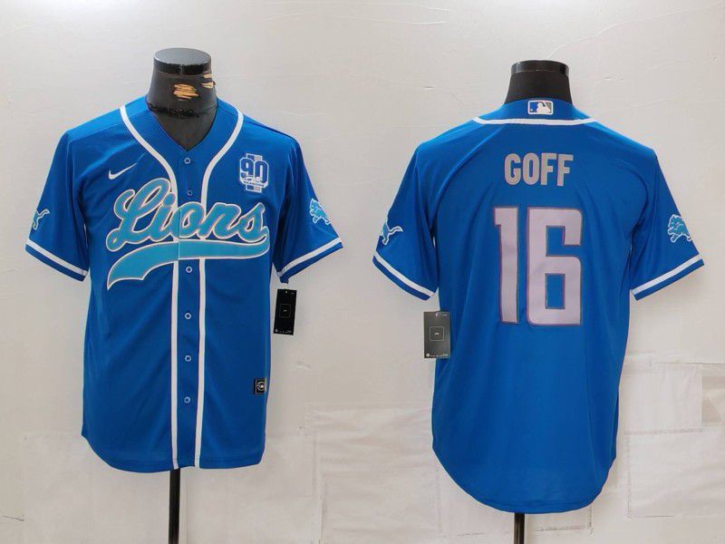 Men Detroit Lions #16 Goff Blue Second generation joint name 2024 Nike Limited NFL Jersey style 5